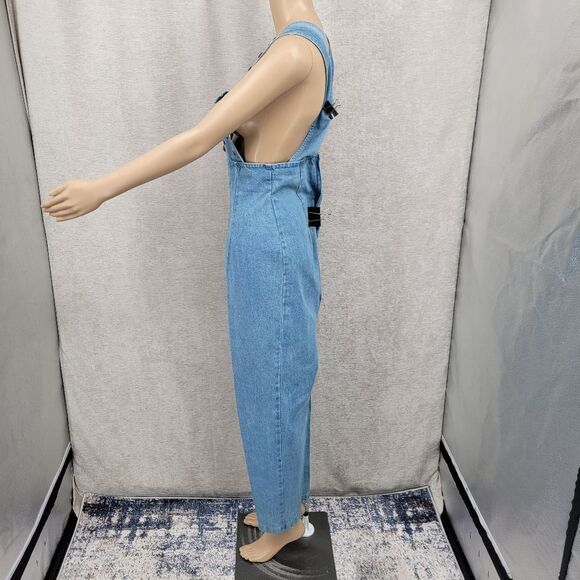 My Michelle Vintage Jumpsuit Overalls Denim Plunging Neckline Colorful Gemstones - Picture 3 of 16